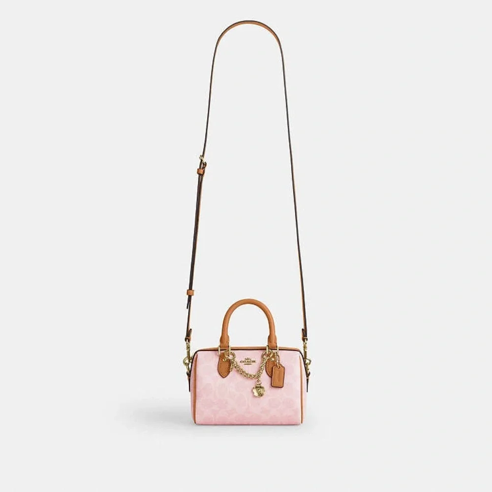 NWT Coach Mini Rowan Crossbody Bag In Signature Canvas With Charms